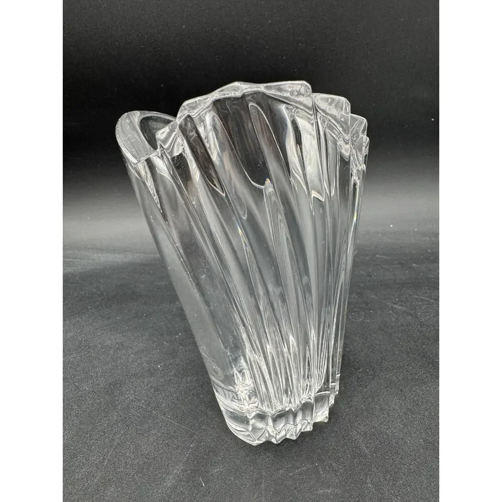 Vintage Gorham Crystal Esprit Ribbed Heart Vase 6.5